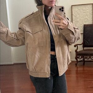 Tan Women's Jacket oversized high collar new